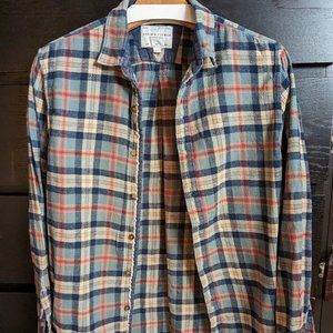 Blue, Red, and Yellow Plaid Flannel - Denim & Flower - Small